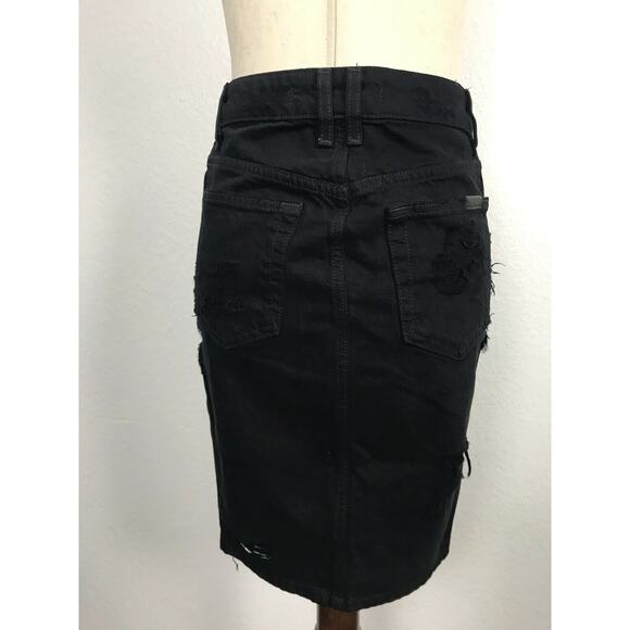 Joe's Jeans Distressed Frayed Stretch Button Fly Denim Skirt - Picture 4 of 9